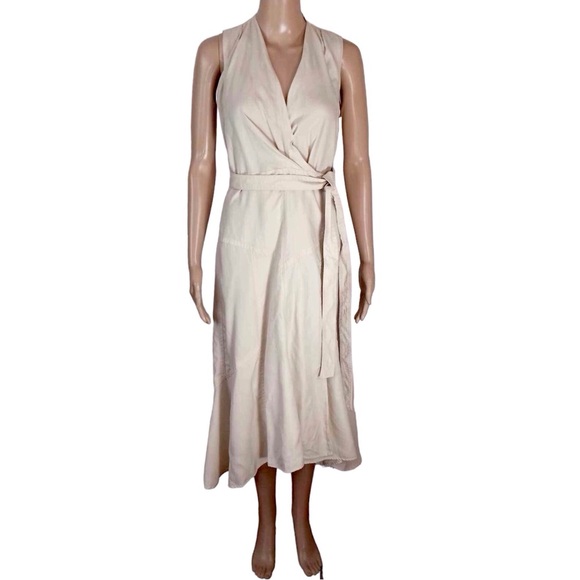 ISABEL MARANT ÉTOILE Banksia Lyocell Wrap Midi Dress In Ecru Size 4 - Picture 1 of 8